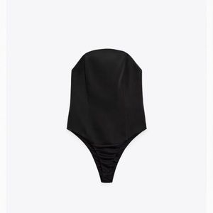 Zara sateen black bodysuit size small new with tags